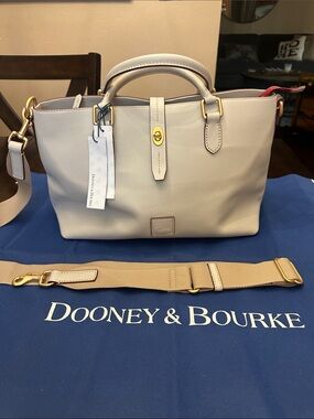 Dooney & Bourke Cream Leather Tote with Gold-Tone Hardware